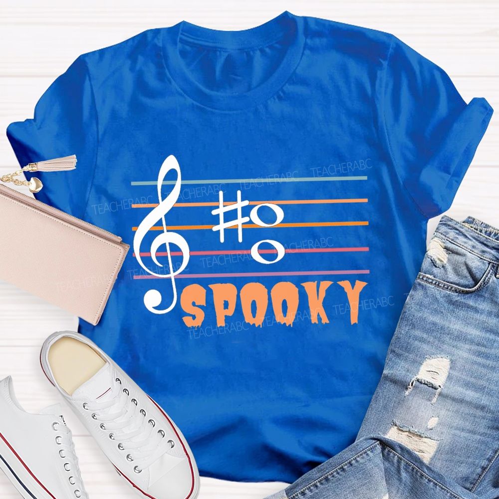 Boo Spooky Music Spooky Tunes And Halloween Notes Teacher T-shirt