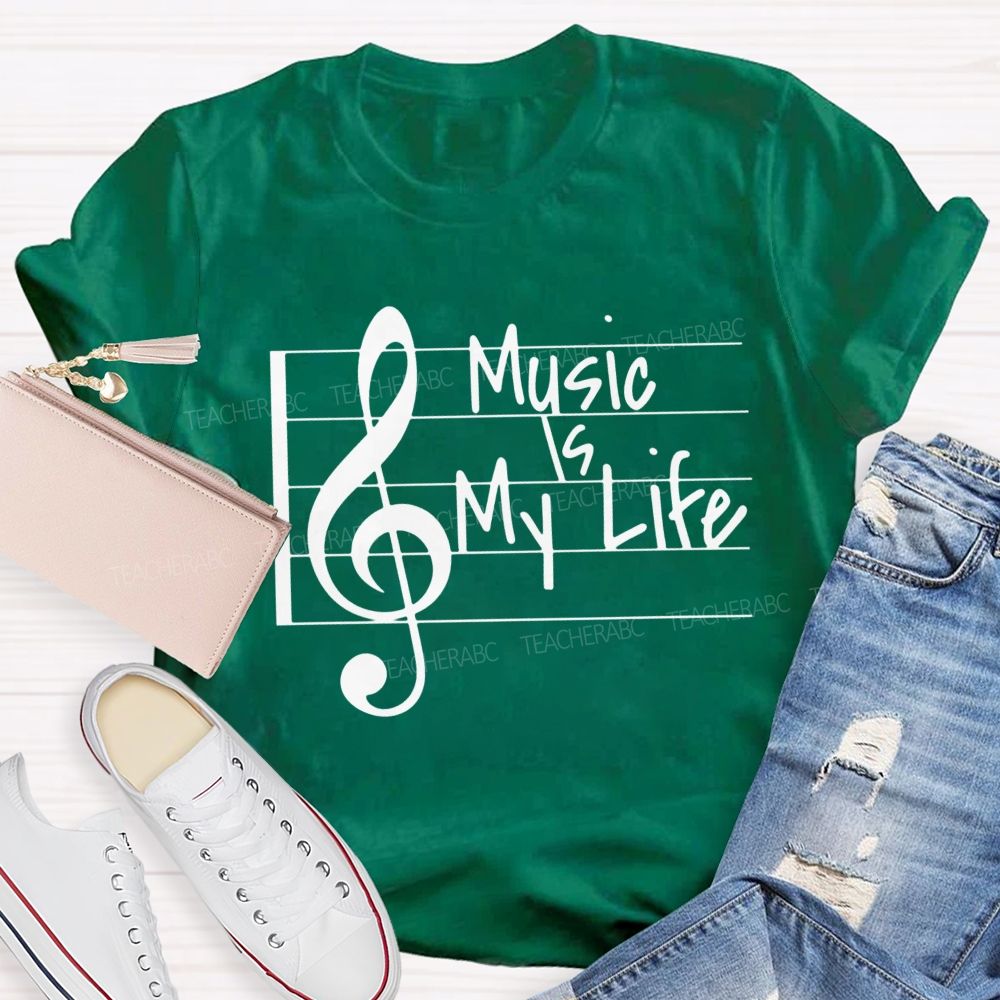 Treble Clef Vibes Music Is My Life Teacher T-shirt