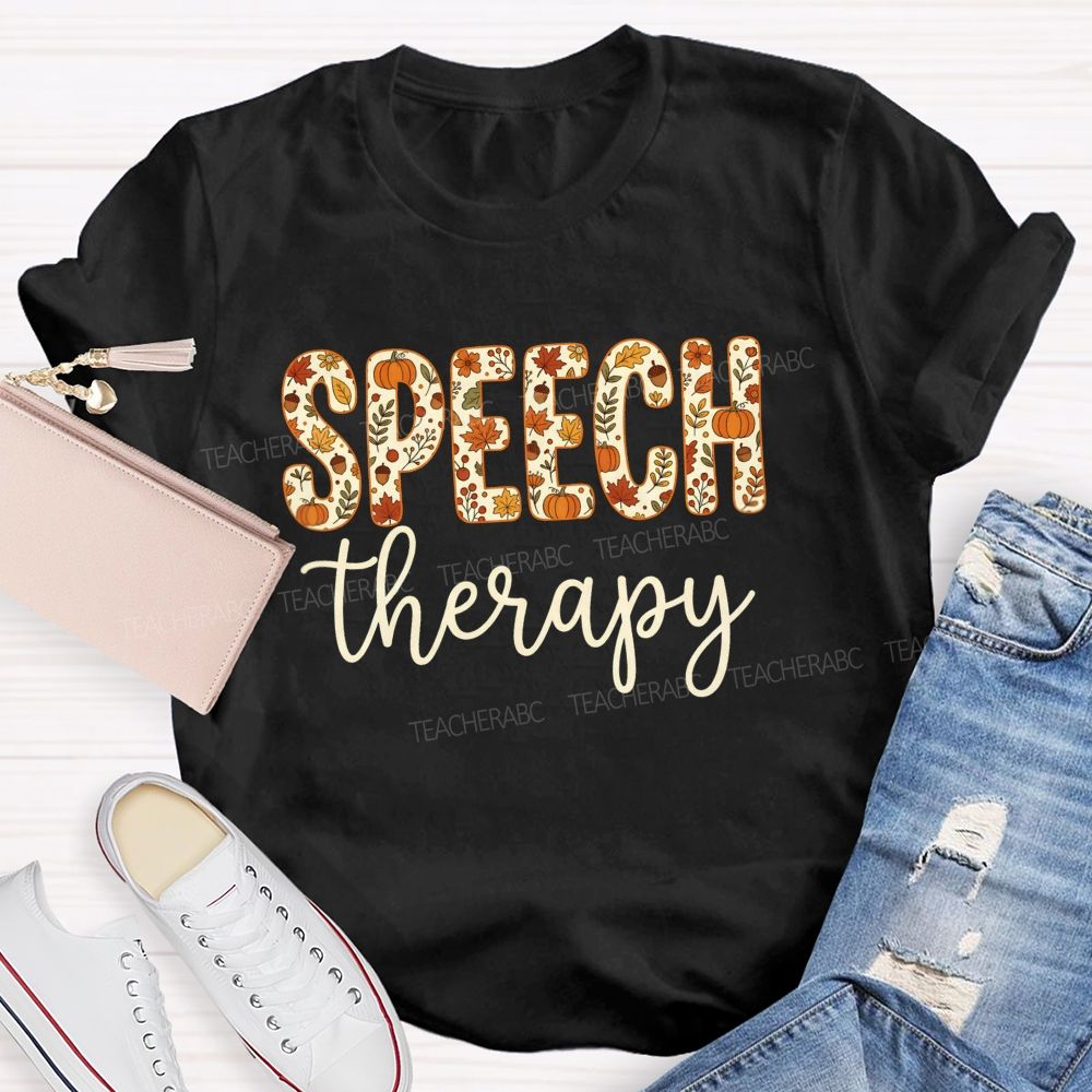 Speech Therapy Fall Pumpkin Teacher T-shirt