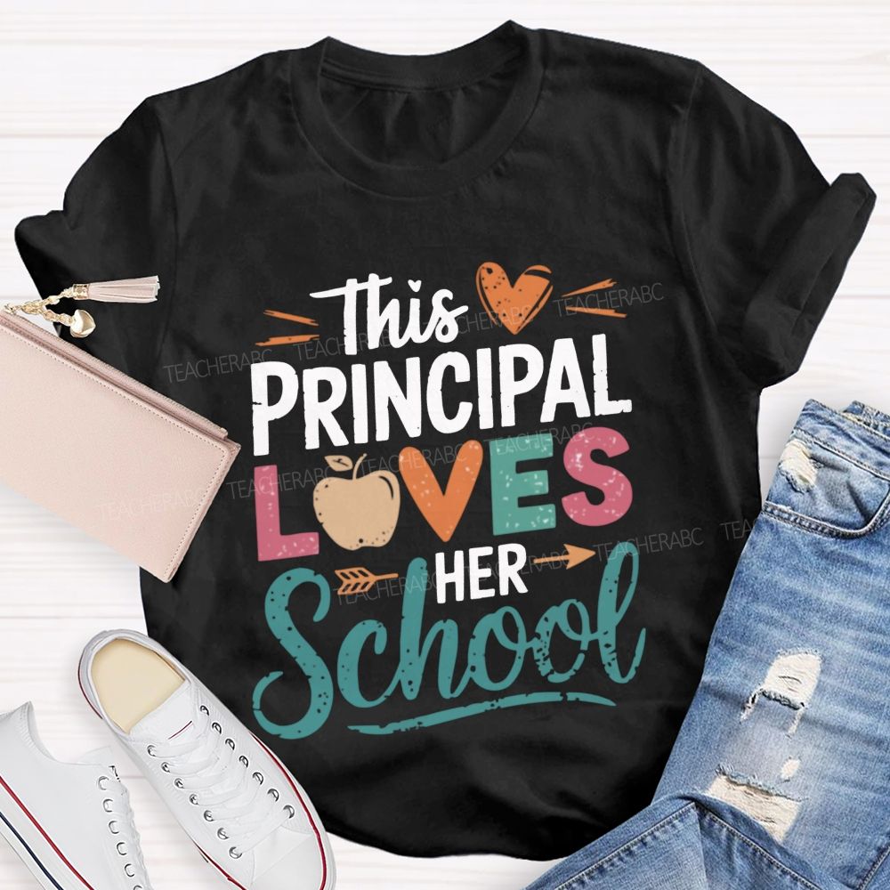 This Principal Loves Her School Distressed Apple Heart Teacher T-shirt