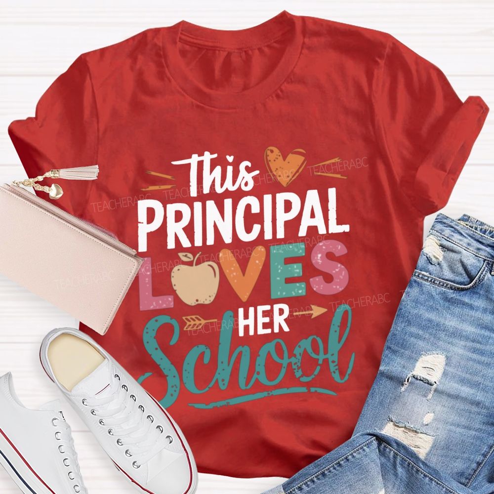 This Principal Loves Her School Distressed Apple Heart Teacher T-shirt