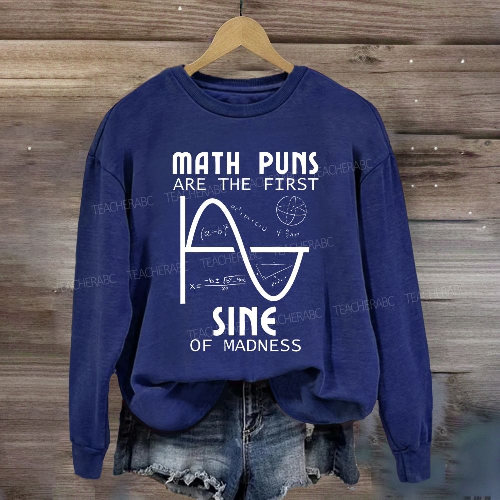 Math Puns Are The First Sine Of Madness Sine Curve Sweatshirt