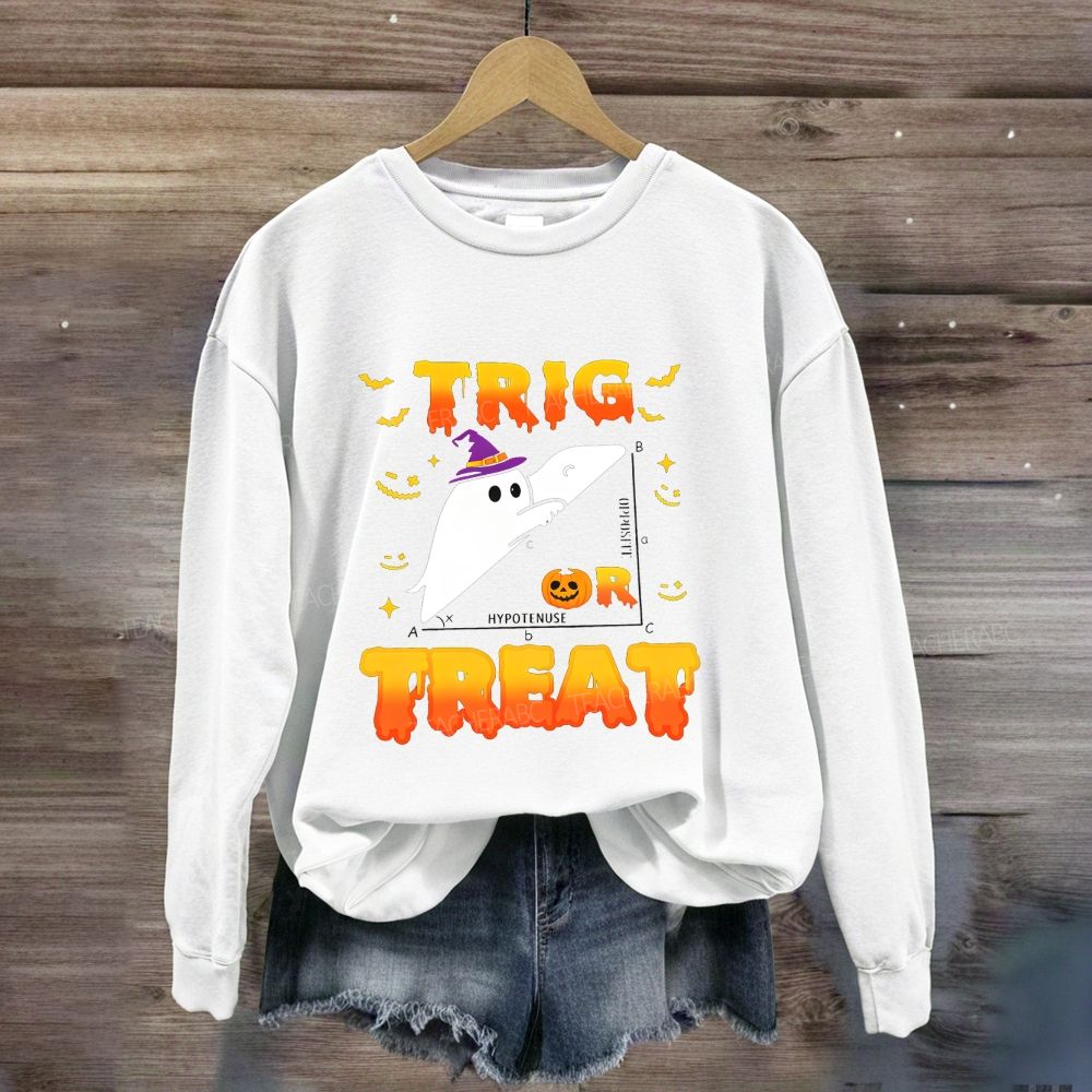 Trig Or Treat Halloween Ghost Right Triangle Trigonometry Sweatshirt