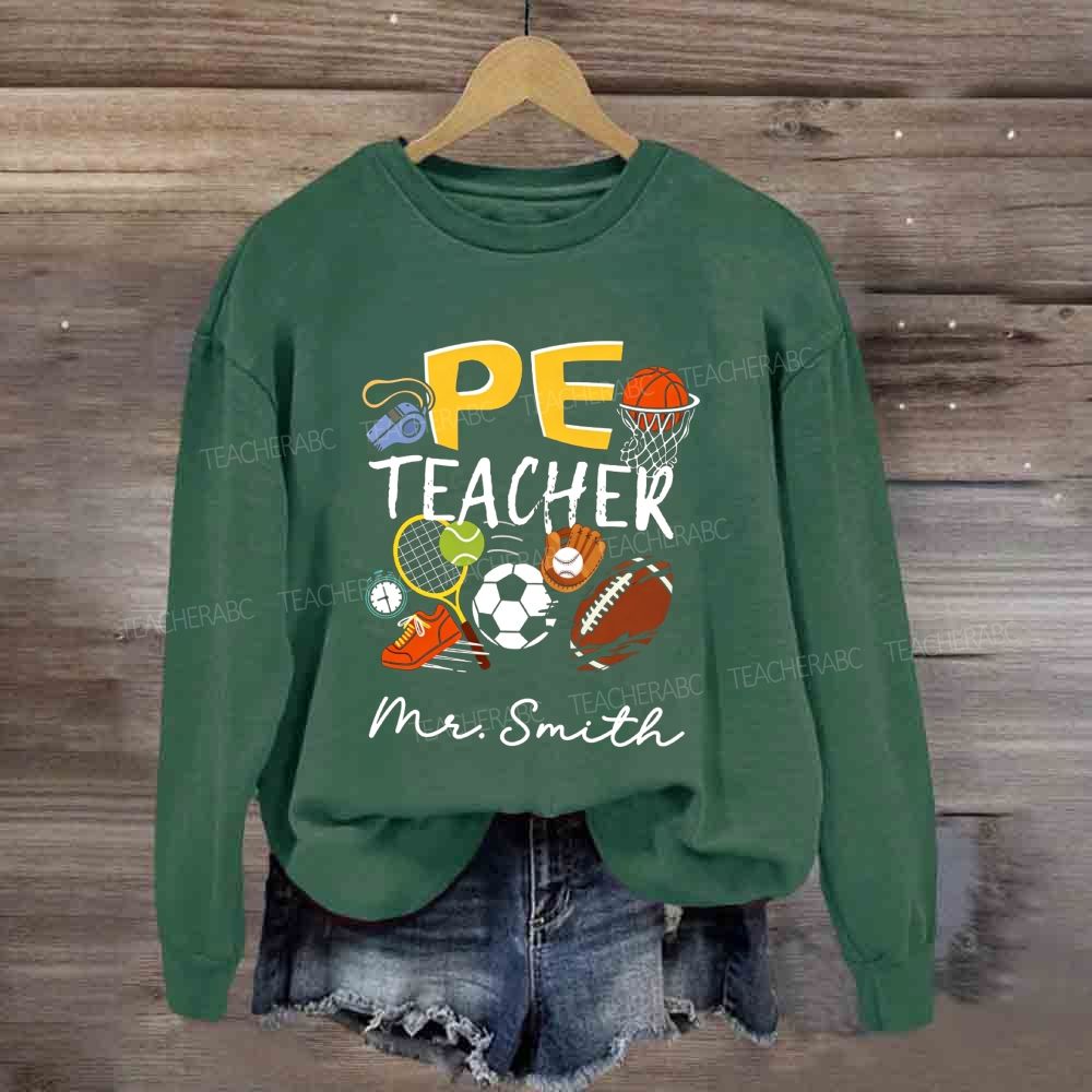 Personalized Name Pe Teacher Multi‑Sport Balls Sweatshirt