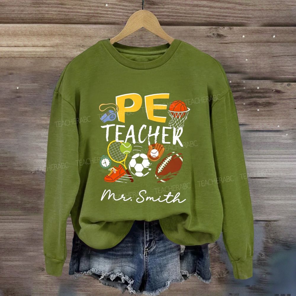 Personalized Name Pe Teacher Multi‑Sport Balls Sweatshirt