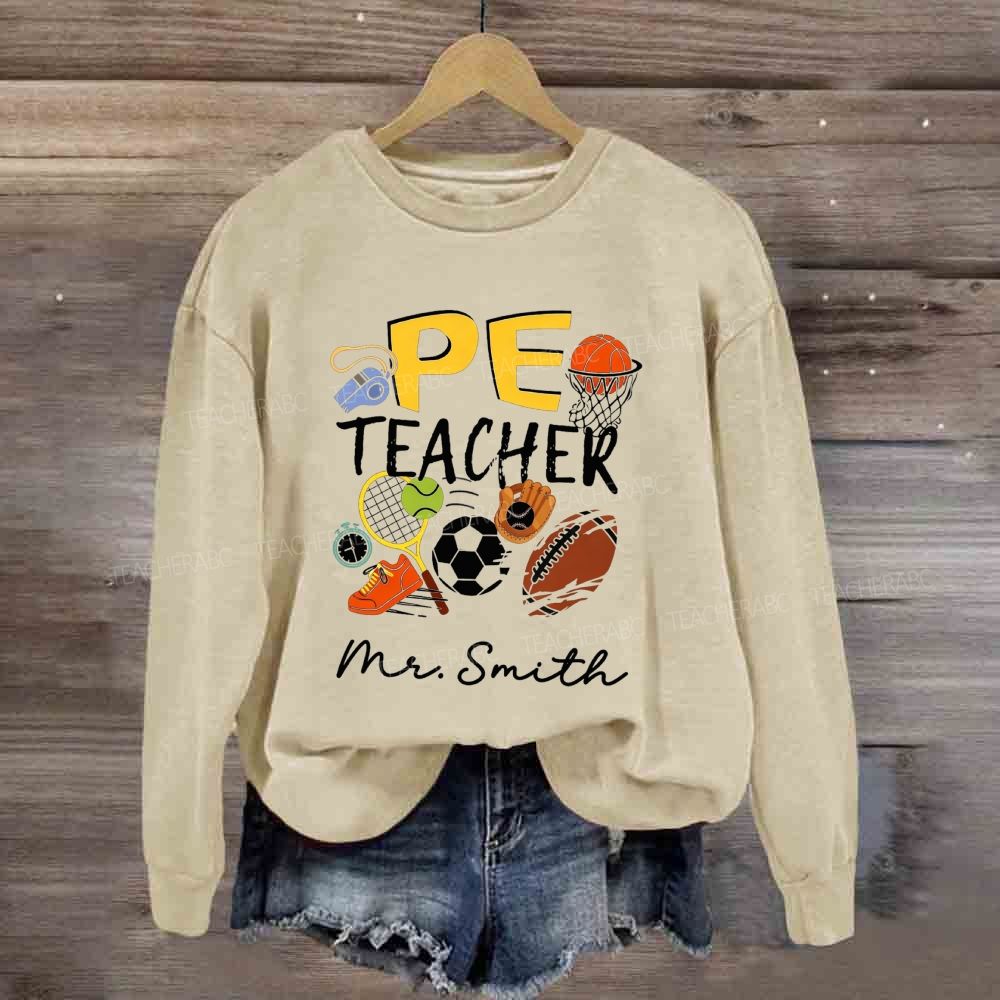 Personalized Name Pe Teacher Multi‑Sport Balls Sweatshirt