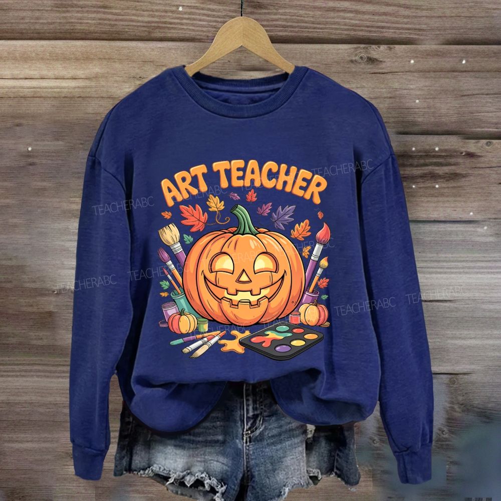 Fall Art Teacher Pumpkin Paint Brush Halloween Sweatshirt