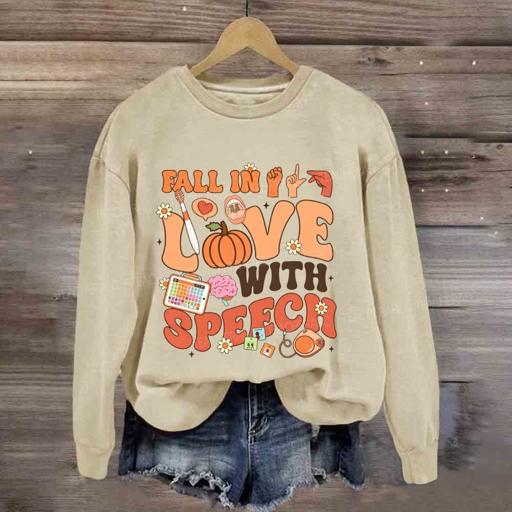 Fall In Love With Speech Fall Slp Pumpkin Sweatshirt