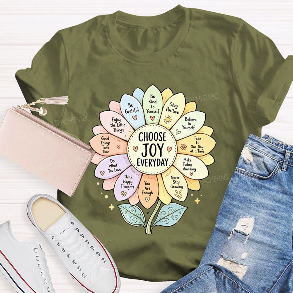 Choose Joy Everyday Be Grateful Sunflower Teacher T-shirt