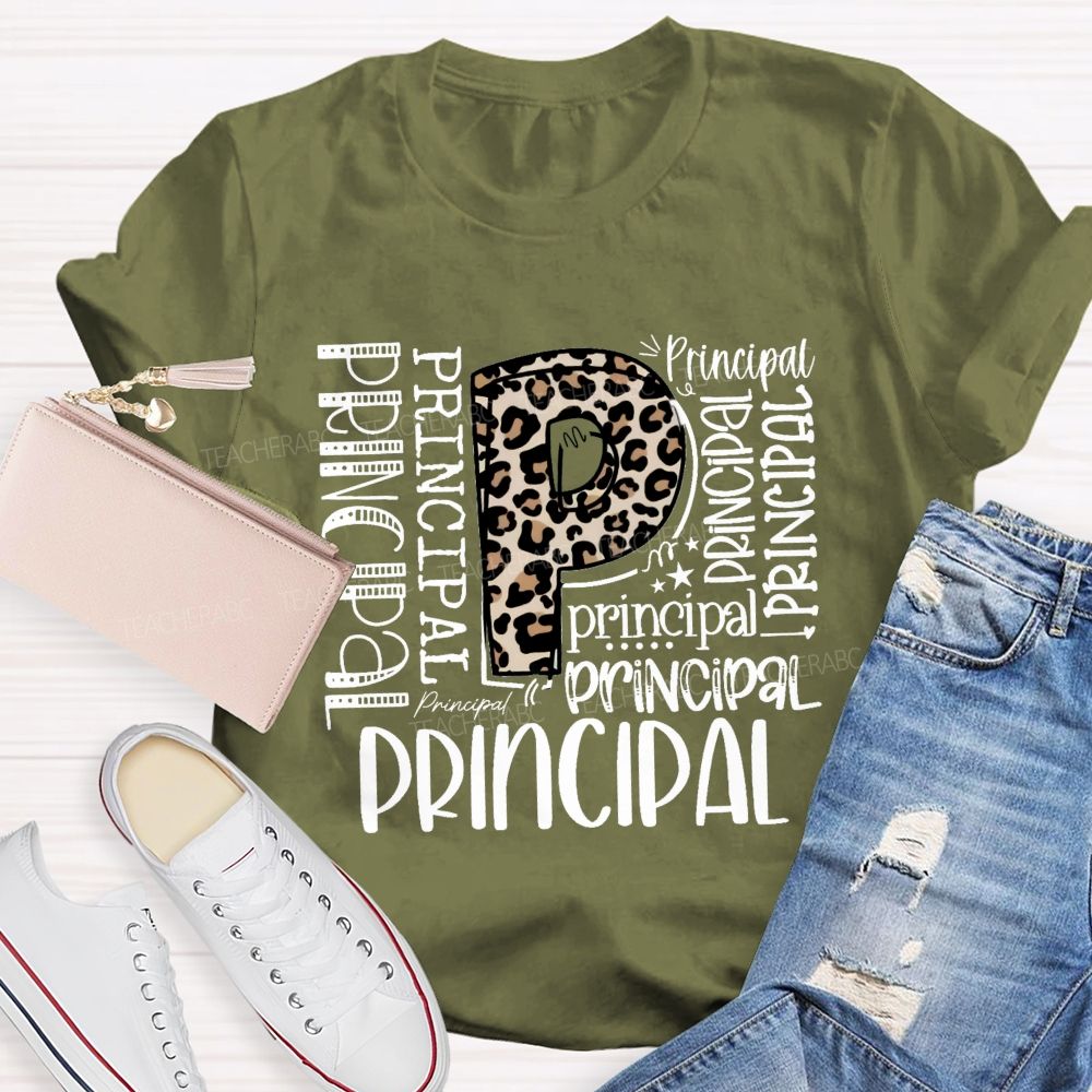 Leopard Principal Teacher T-shirt