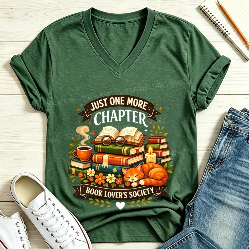 Just One More Chapter Book Lover’s Society V Neck T-shirt