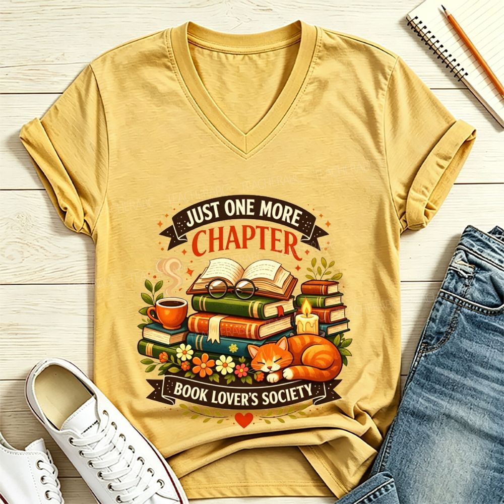 Just One More Chapter Book Lover’s Society V Neck T-shirt