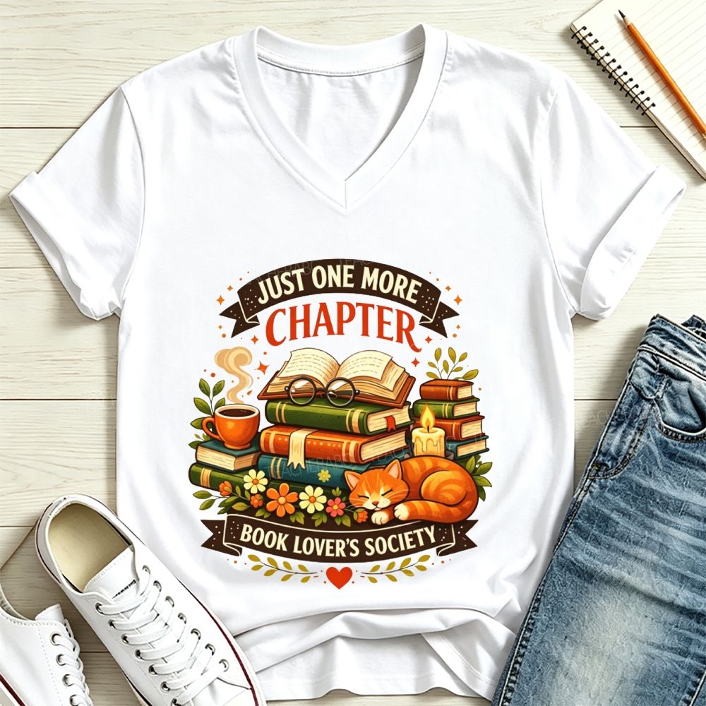 Just One More Chapter Book Lover’s Society V Neck T-shirt