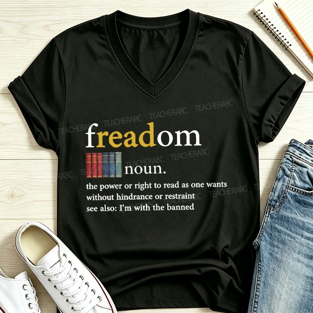 Freadom Definition I’m With The Banned Book Lover V Neck T-shirt