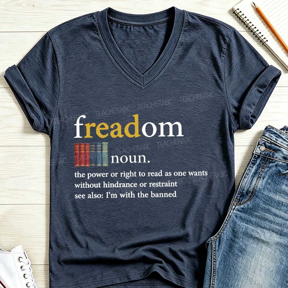 Freadom Definition I’m With The Banned Book Lover V Neck T-shirt