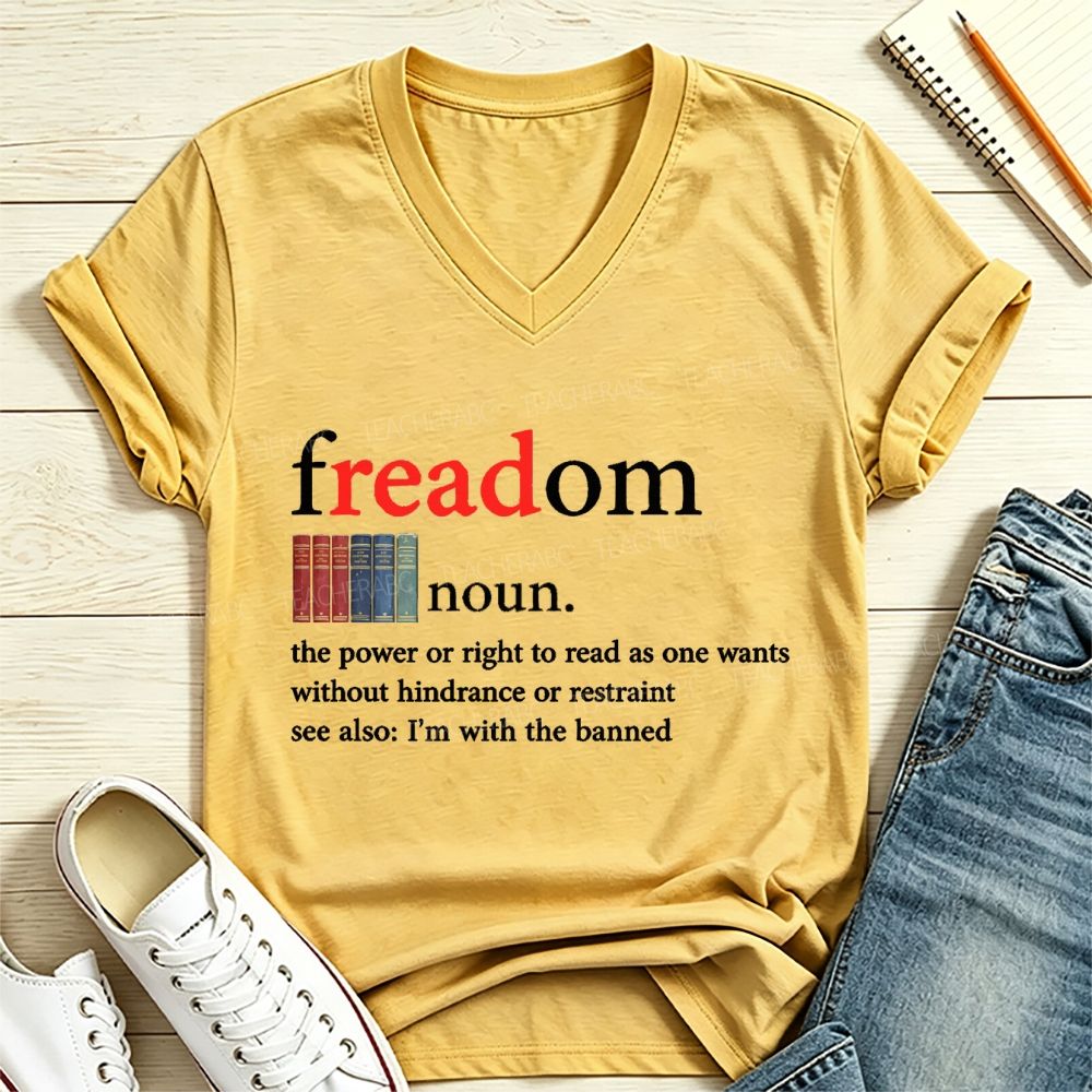 Freadom Definition I’m With The Banned Book Lover V Neck T-shirt