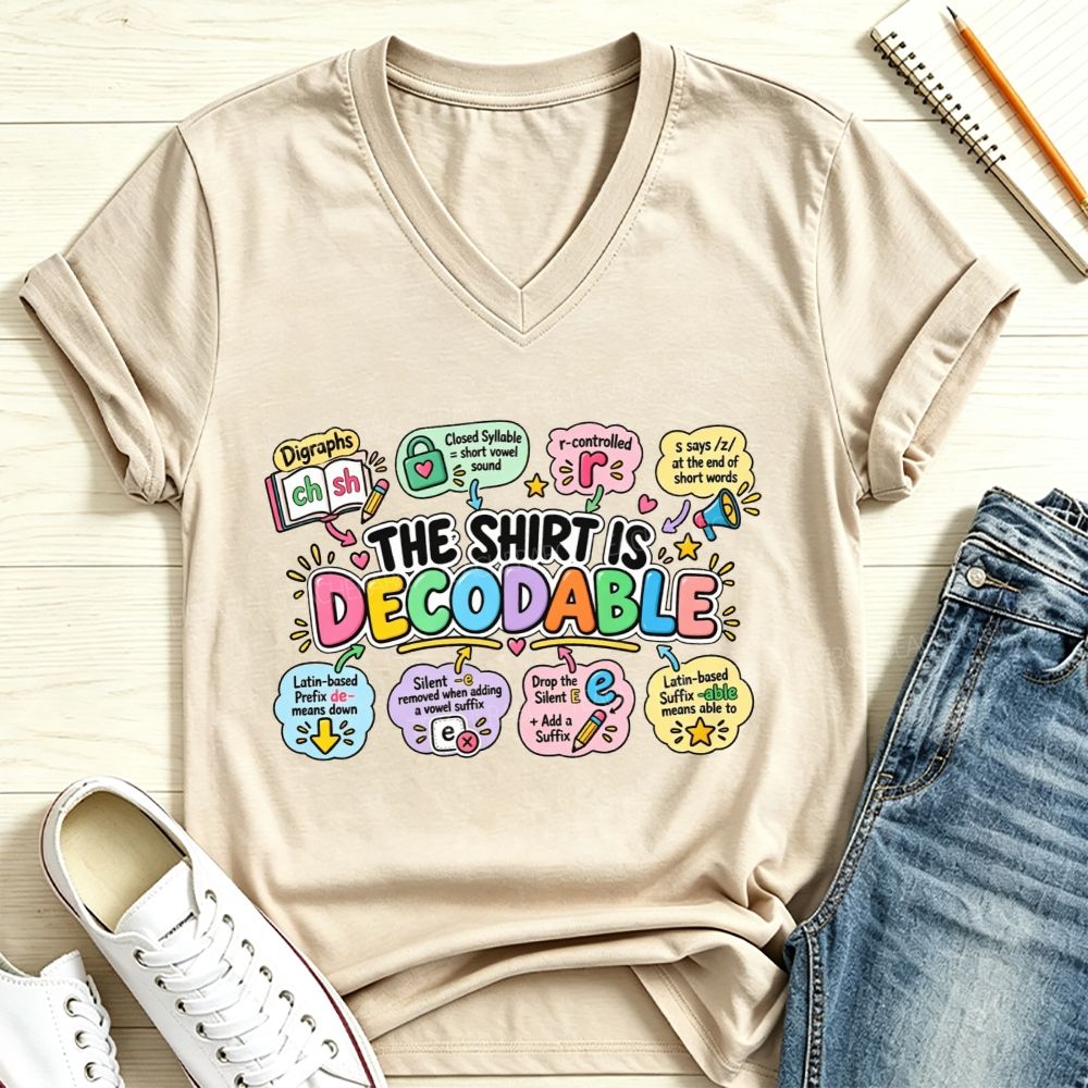 The Shirt Is Decodable Science Of Reading V Neck T-shirt