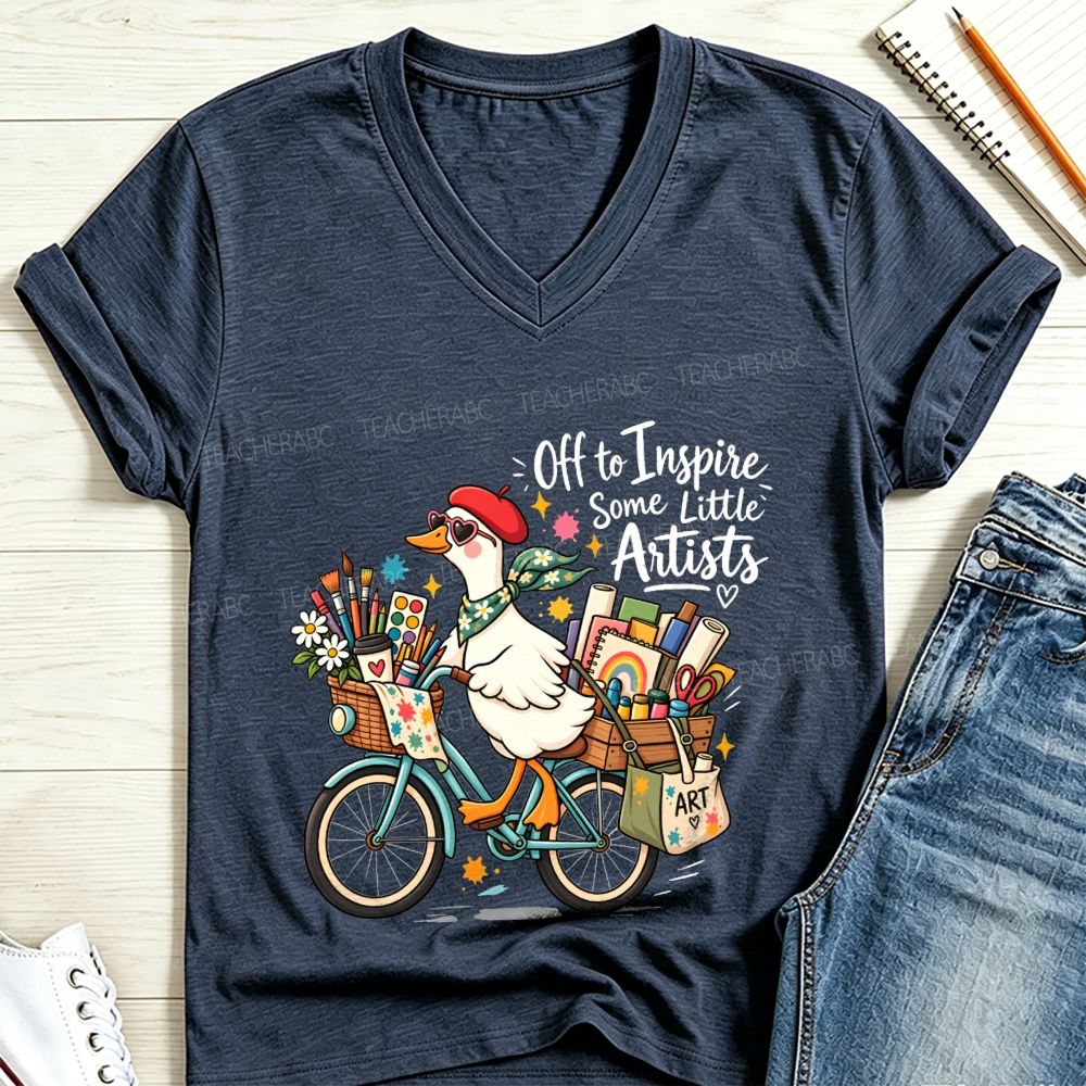 Off To Inspire Some Little Artists Goose V Neck T-shirt