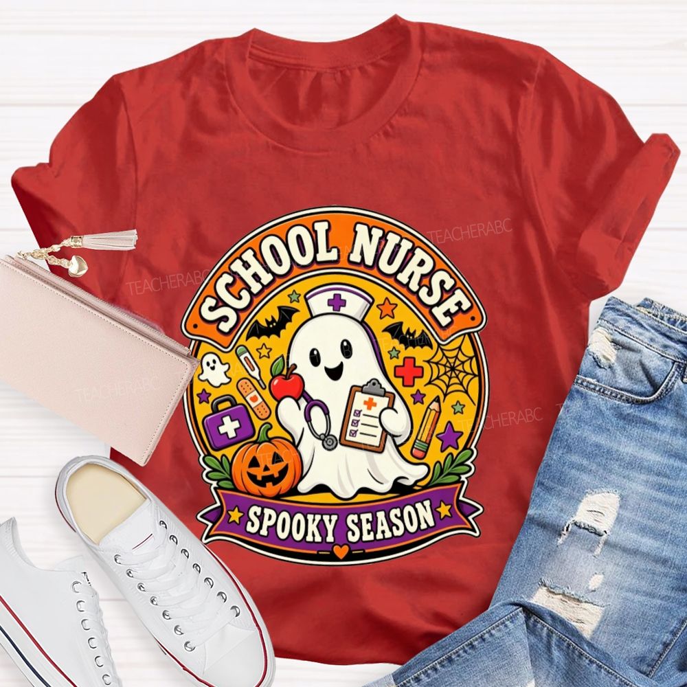 School Nurse Spooky Season Ghost Halloween T-shirt
