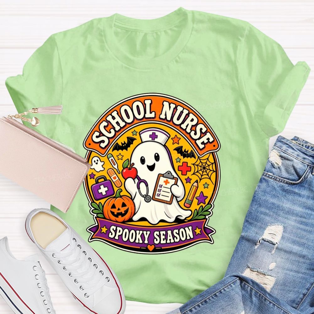 School Nurse Spooky Season Ghost Halloween T-shirt