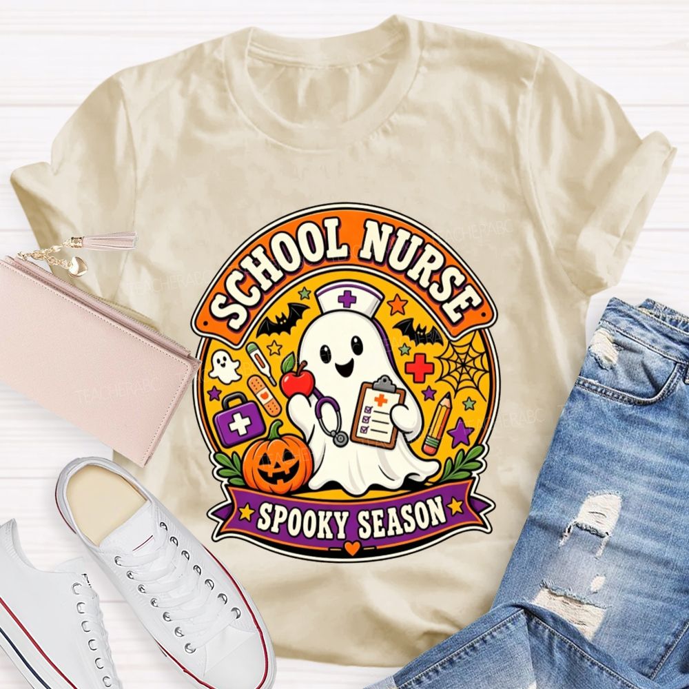 School Nurse Spooky Season Ghost Halloween T-shirt