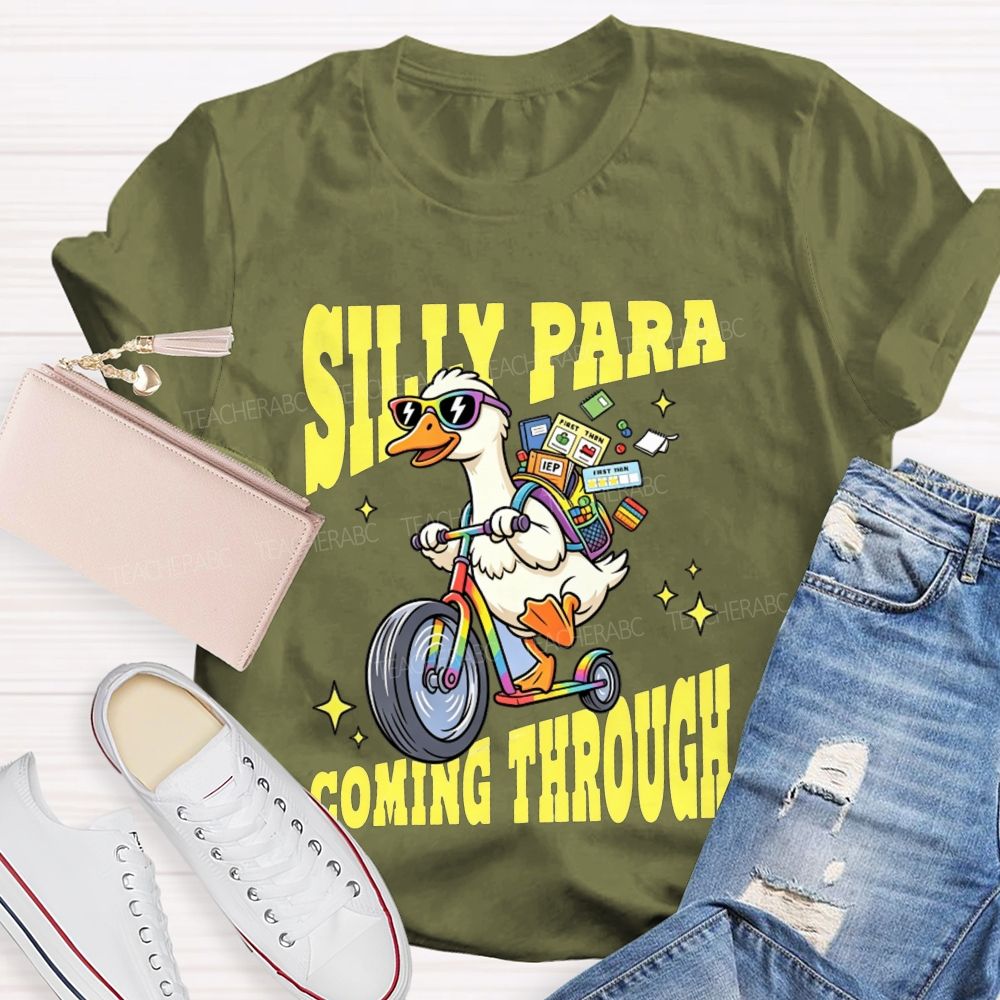 Silly Para Coming Through Duck Scooter Paraprofessional Teacher T-shirt