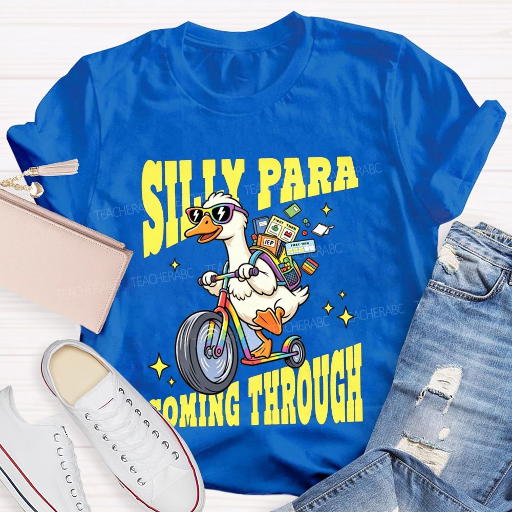 Silly Para Coming Through Duck Scooter Paraprofessional Teacher T-shirt