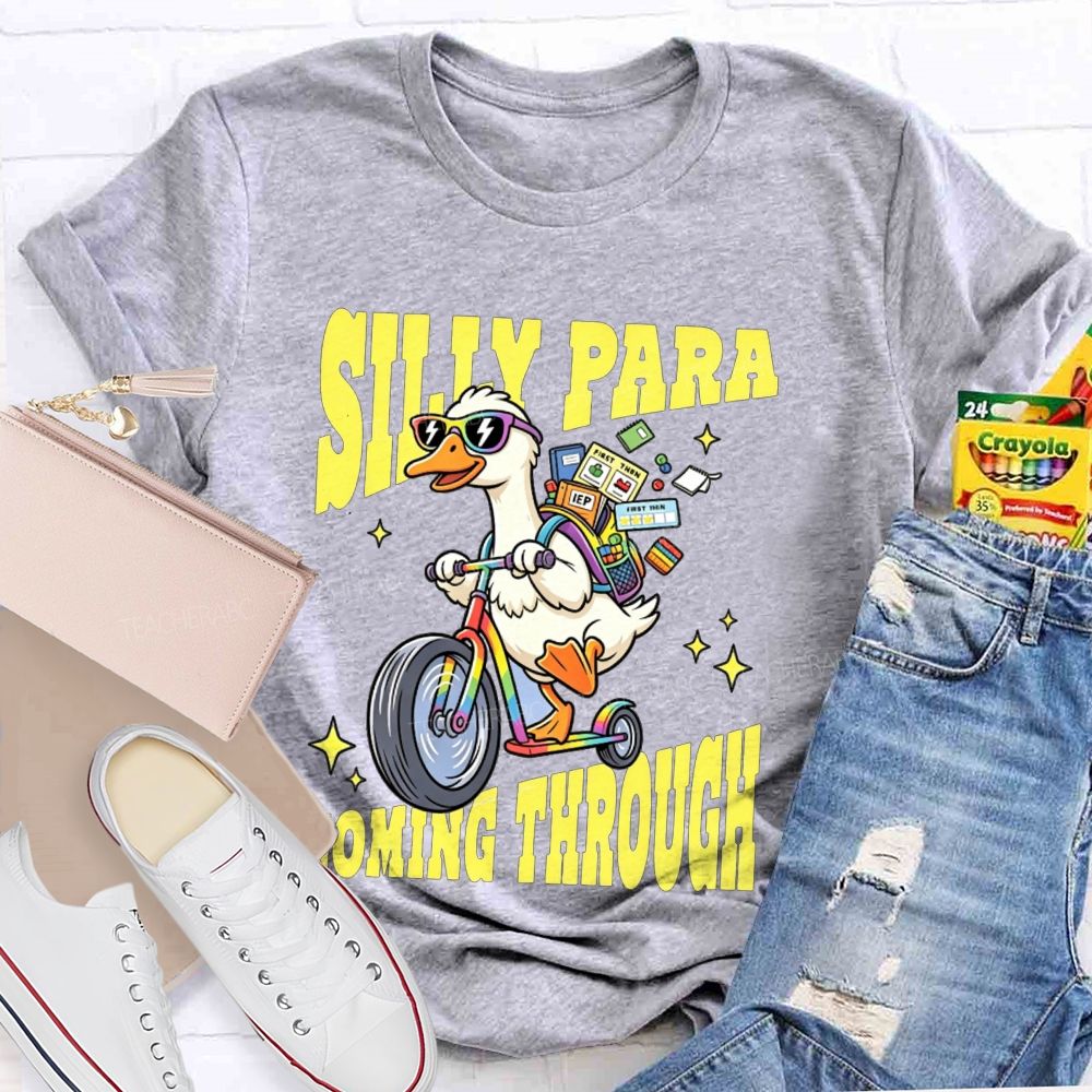 Silly Para Coming Through Duck Scooter Paraprofessional Teacher T-shirt