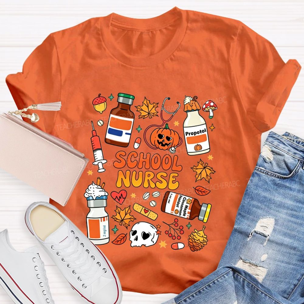 Halloween School Nurse Fall Vibes T-shirt