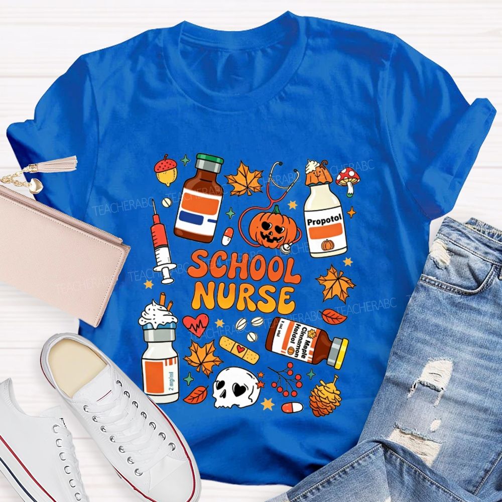 Halloween School Nurse Fall Vibes T-shirt