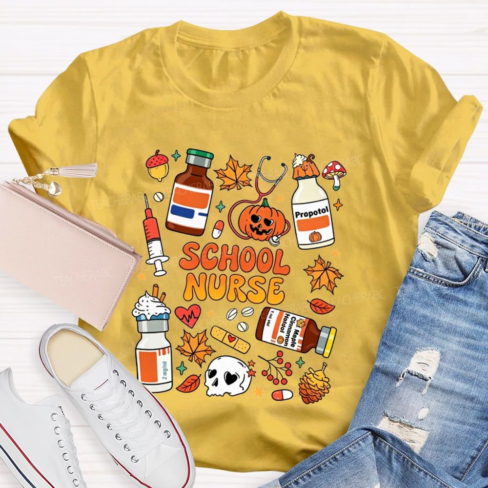 Halloween School Nurse Fall Vibes T-shirt