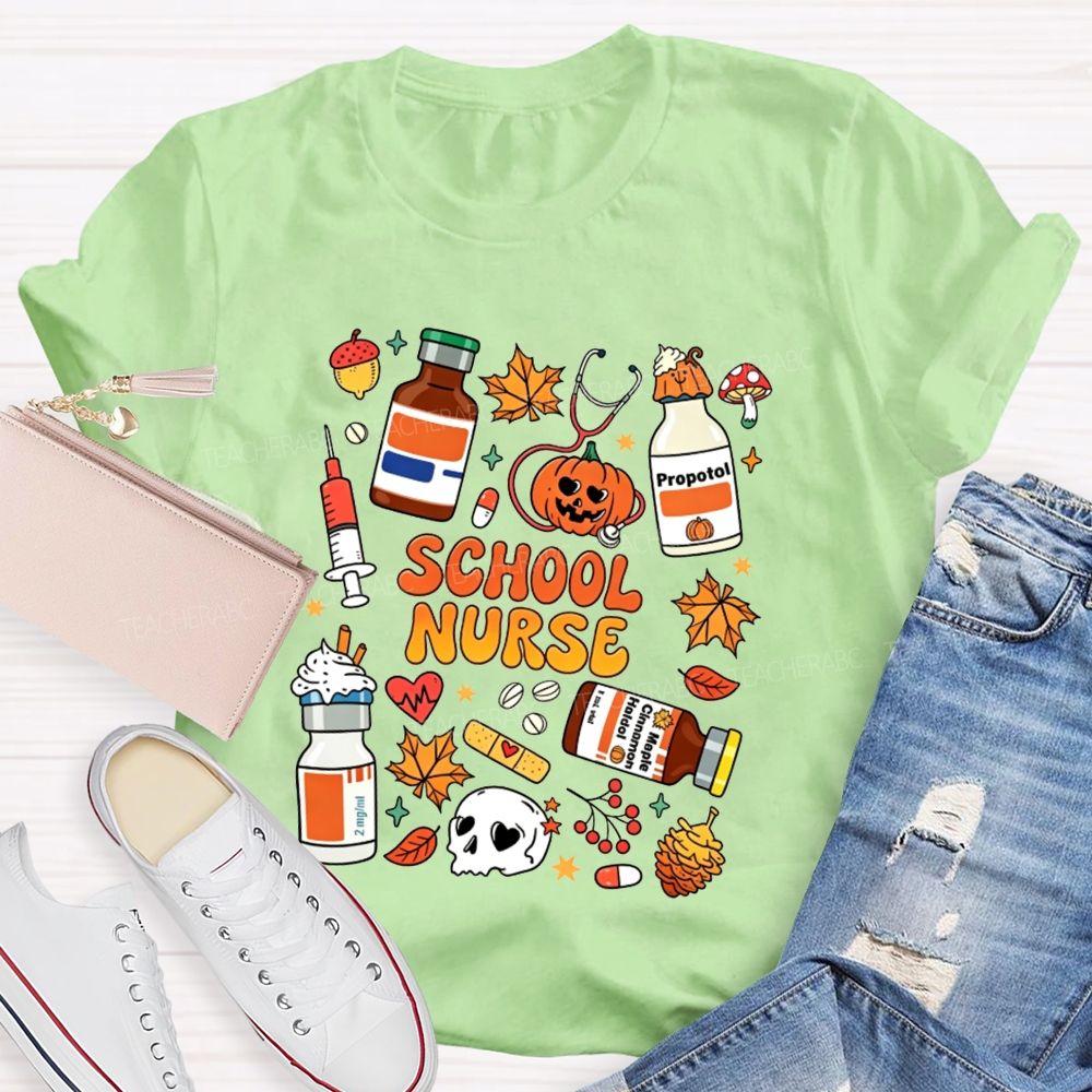 Halloween School Nurse Fall Vibes T-shirt