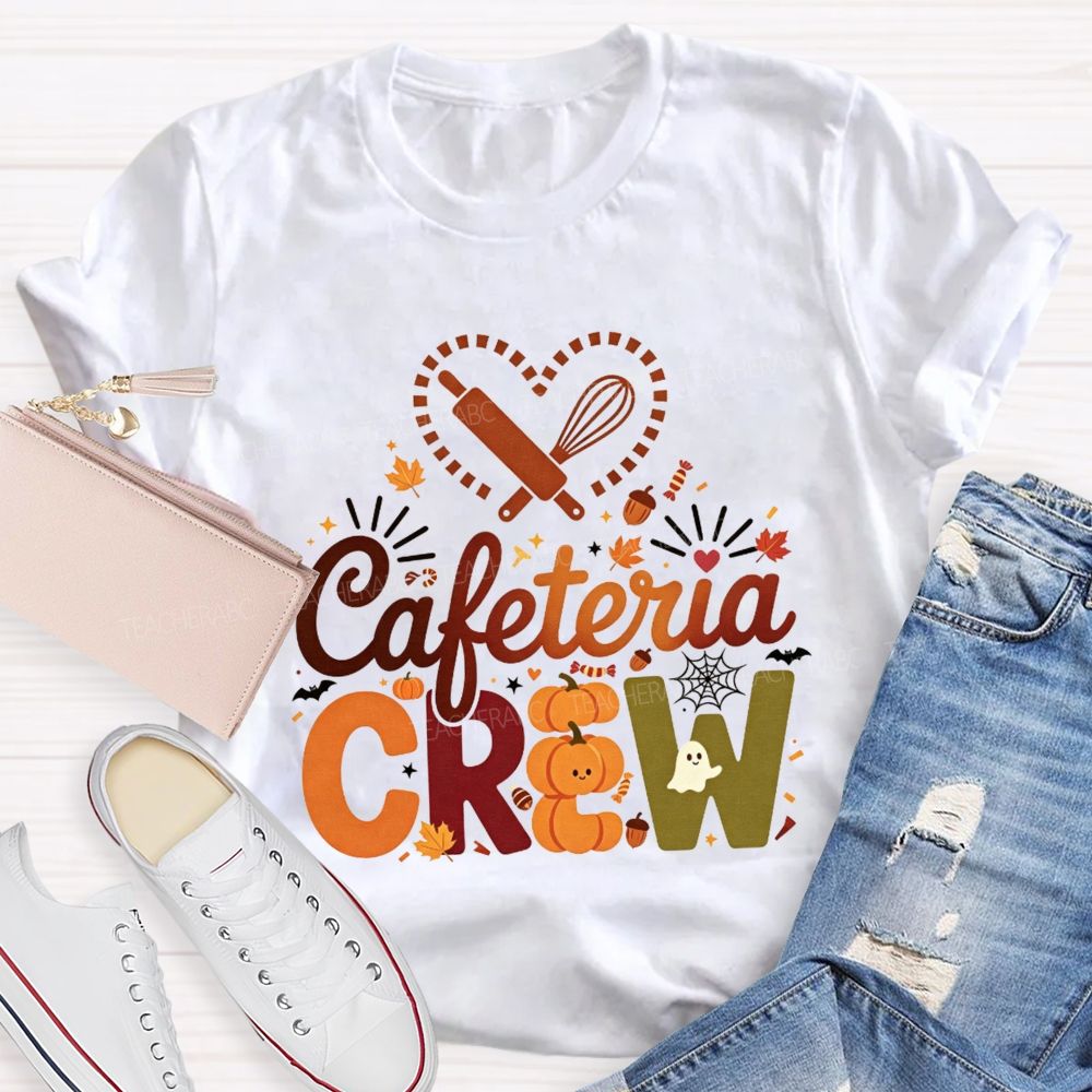 Cafeteria Crew Fall Pumpkin Ghost Heart Rolling Pin Halloween T-shirt