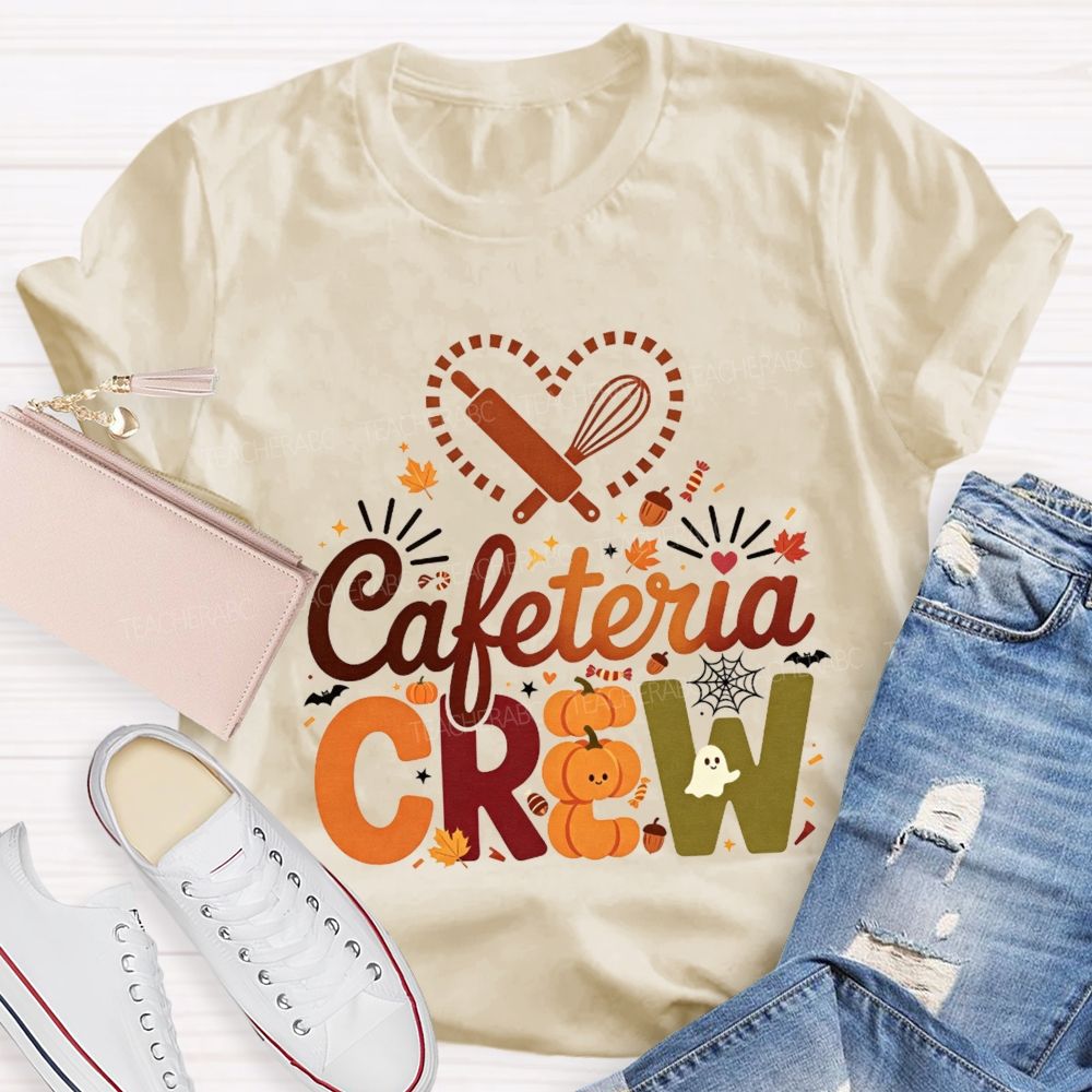 Cafeteria Crew Fall Pumpkin Ghost Heart Rolling Pin Halloween T-shirt