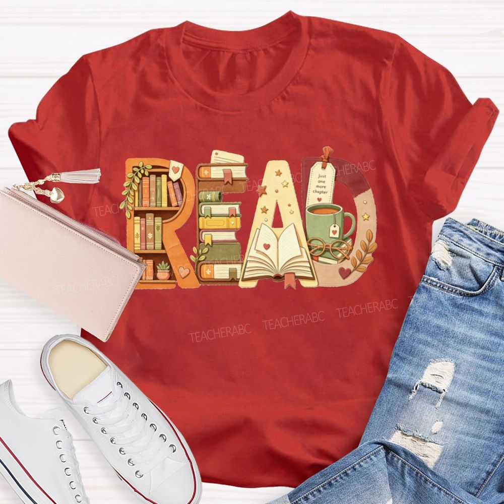 Read Book Letter Bookshelf Coffee Mug Book Lover Teacher Fall T-shirt