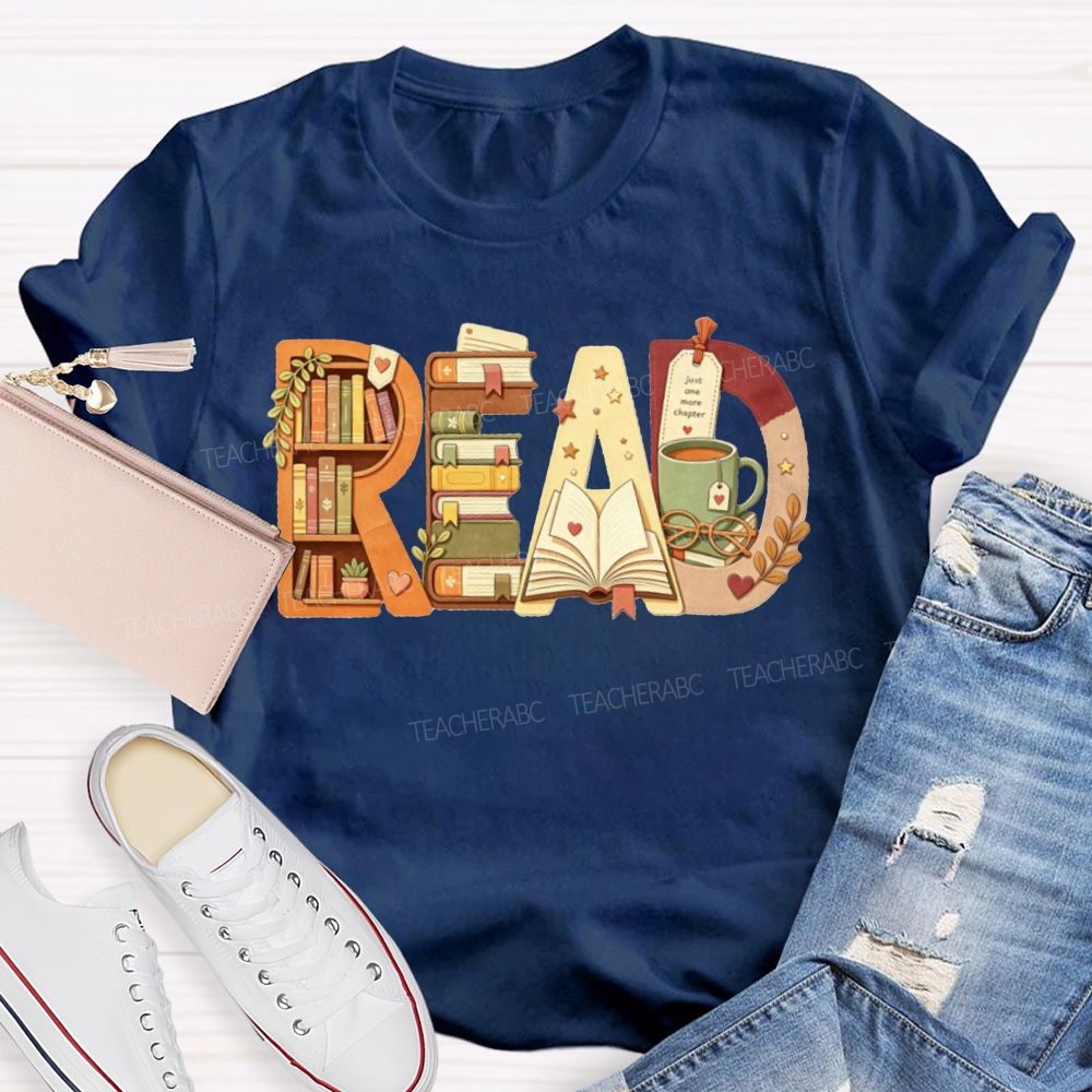 Read Book Letter Bookshelf Coffee Mug Book Lover Teacher Fall T-shirt