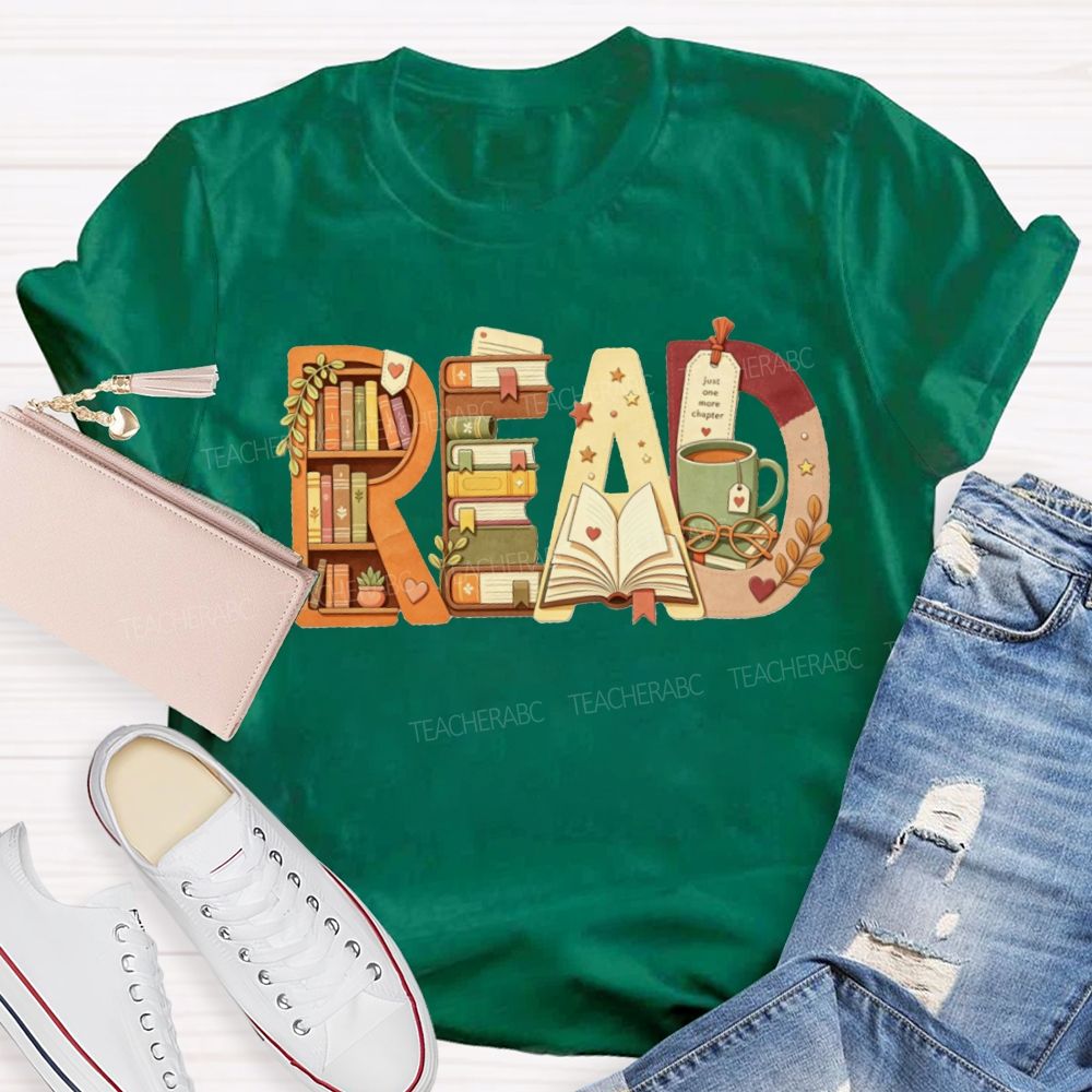 Read Book Letter Bookshelf Coffee Mug Book Lover Teacher Fall T-shirt
