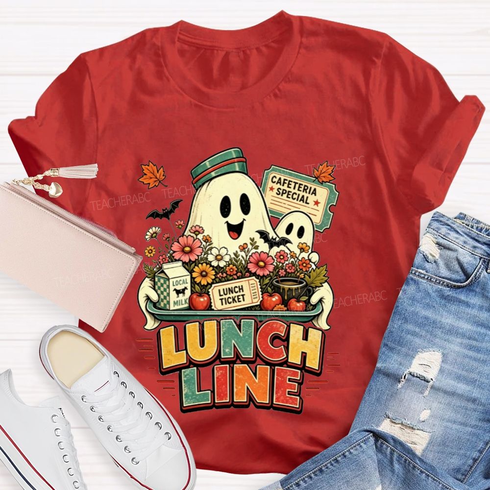 Lunch Line Ghost Cafeteria Worker Halloween T-shirt