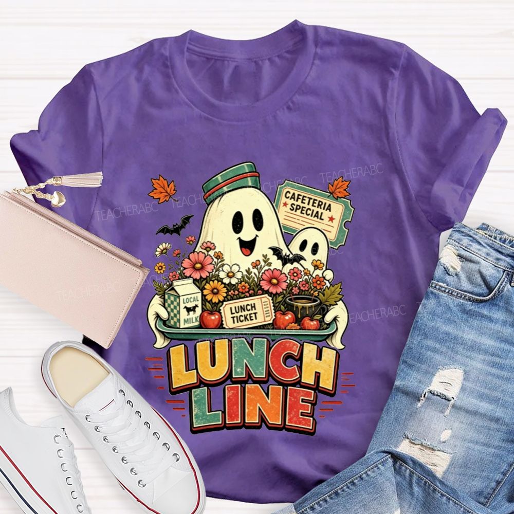 Lunch Line Ghost Cafeteria Worker Halloween T-shirt