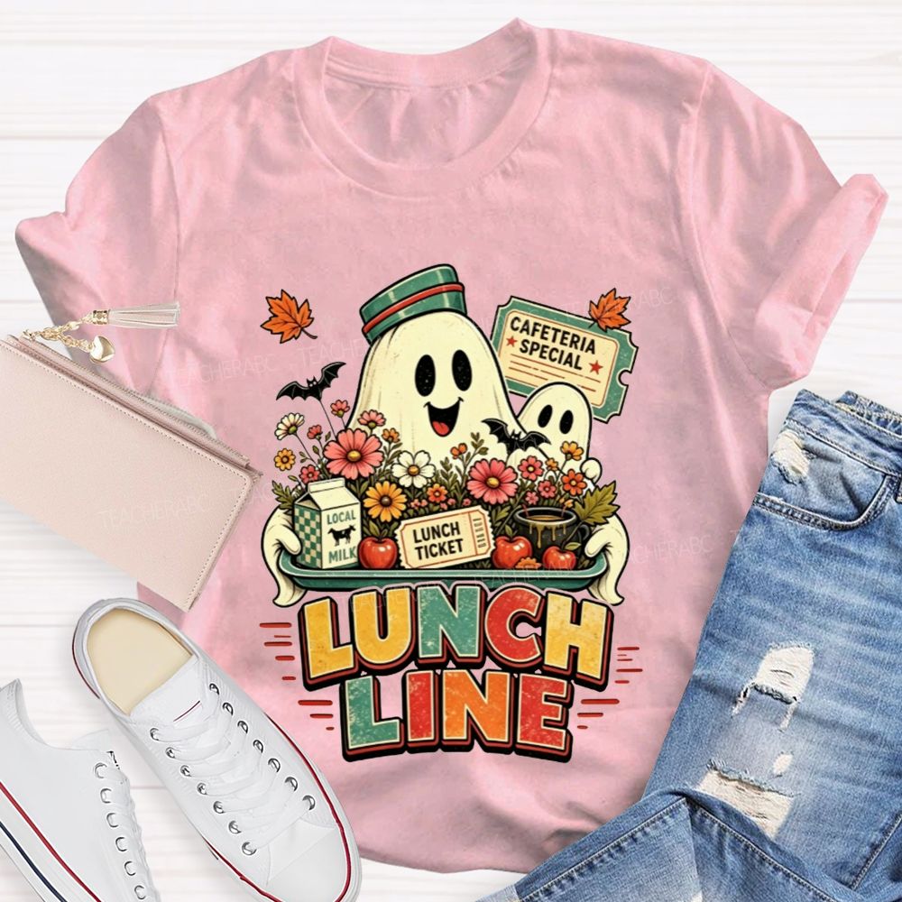 Lunch Line Ghost Cafeteria Worker Halloween T-shirt