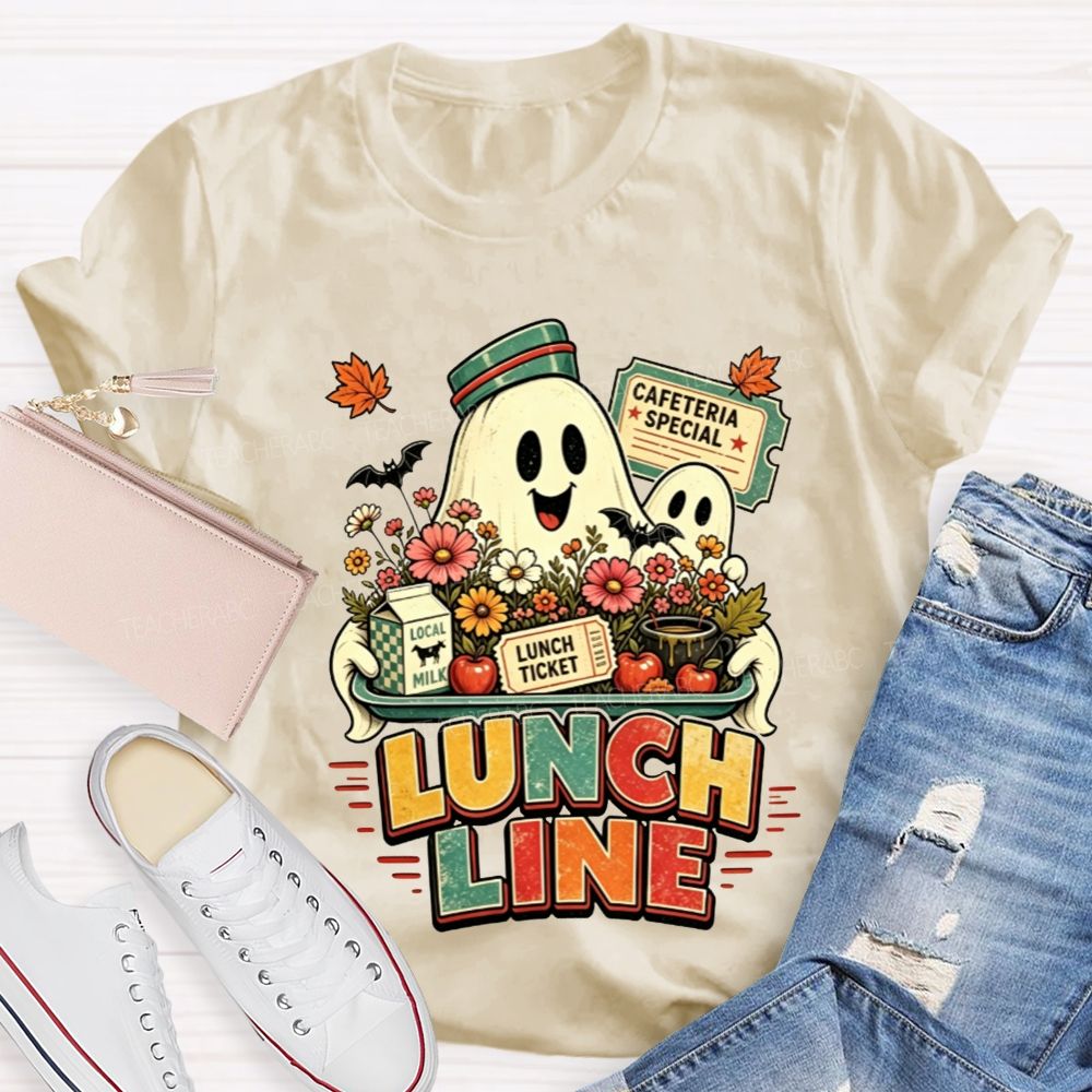Lunch Line Ghost Cafeteria Worker Halloween T-shirt