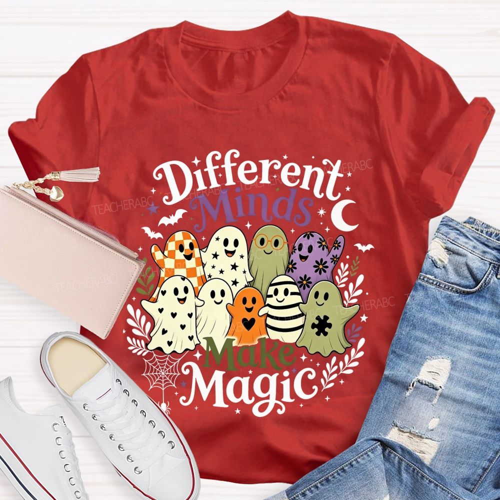 Different Minds Make Magic Ghost Halloween Special Education Teacher T-shirt