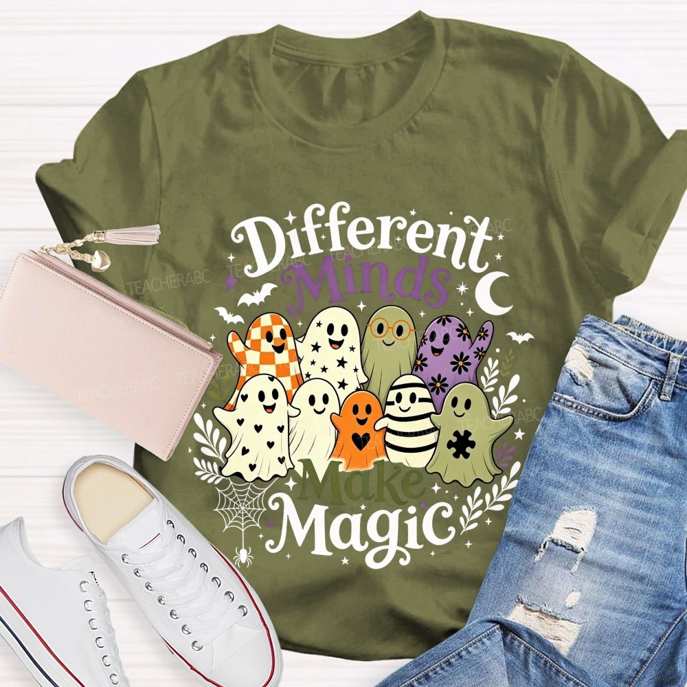 Different Minds Make Magic Ghost Halloween Special Education Teacher T-shirt