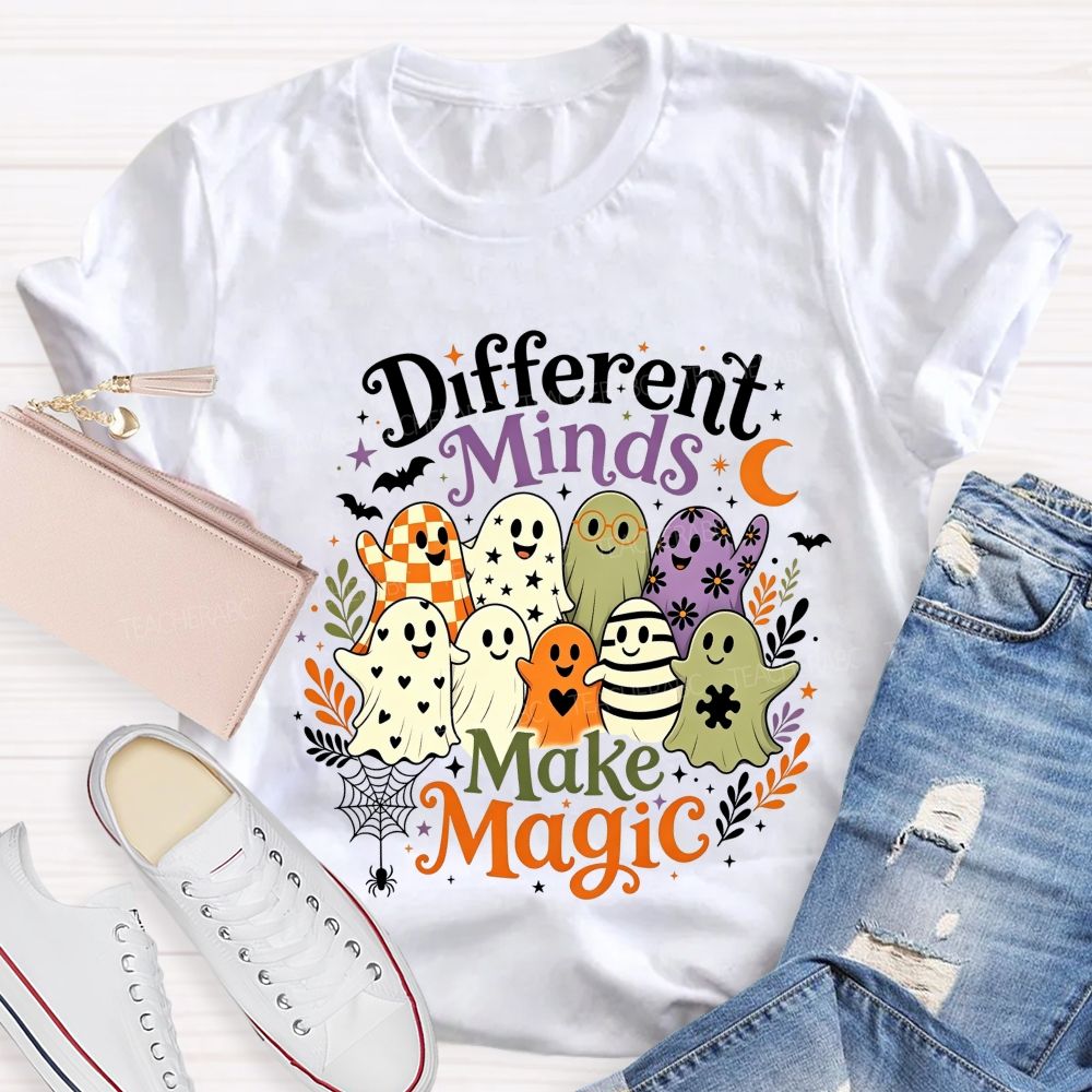 Different Minds Make Magic Ghost Halloween Special Education Teacher T-shirt