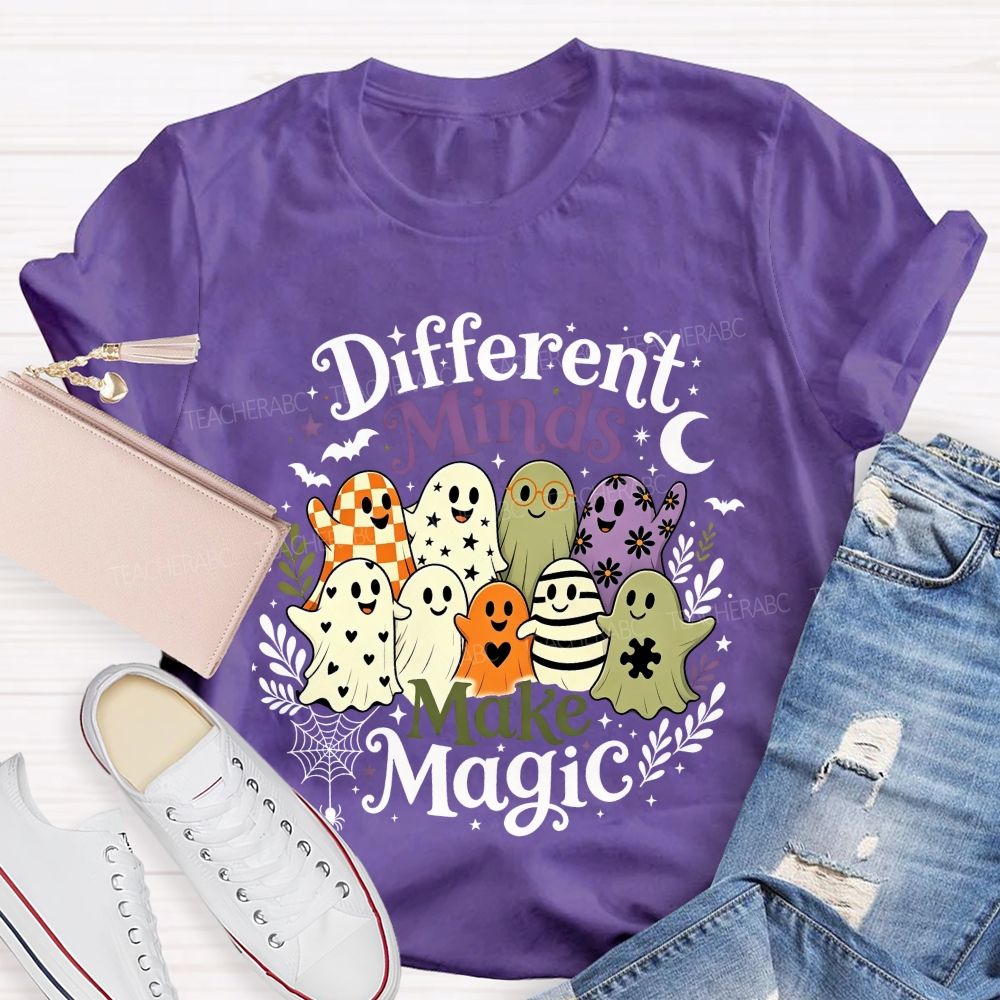 Different Minds Make Magic Ghost Halloween Special Education Teacher T-shirt