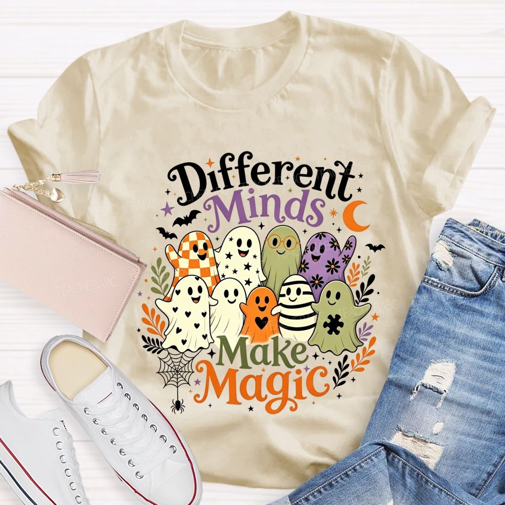 Different Minds Make Magic Ghost Halloween Special Education Teacher T-shirt