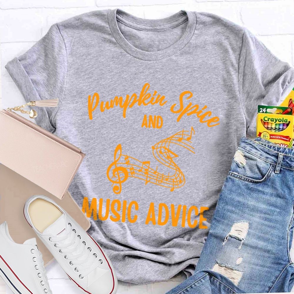 Pumpkin Spice And Music Advice Treble Clef Fall Teacher T-shirt