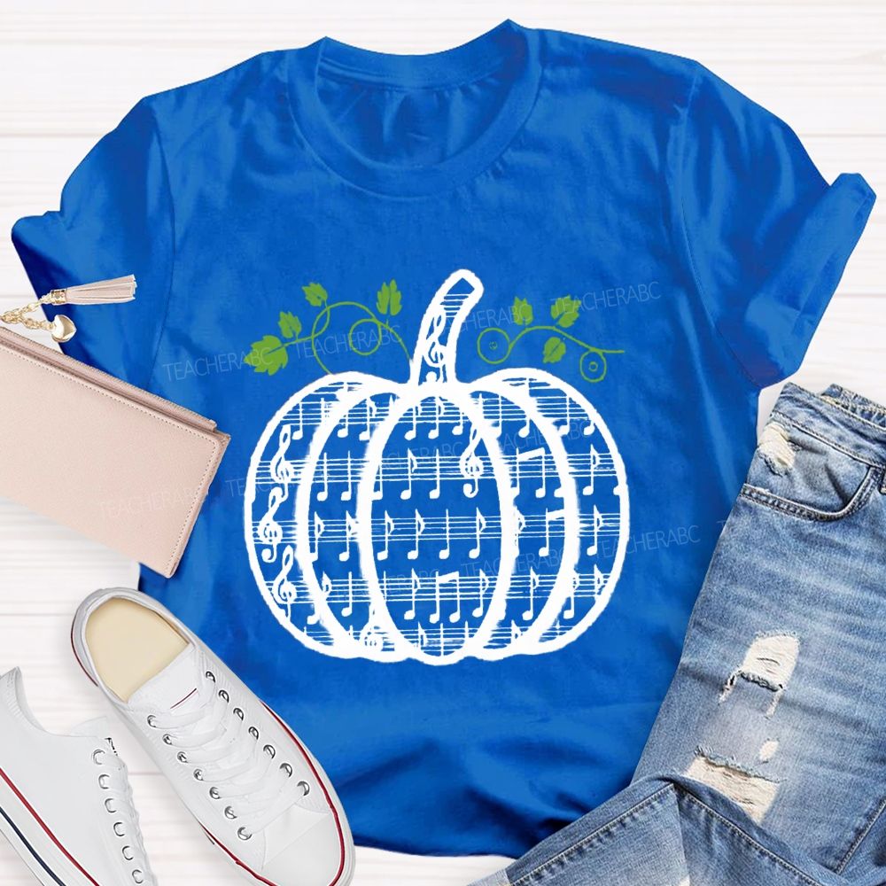 Music Notes Pumpkin Fall Music Teacher T-shirt