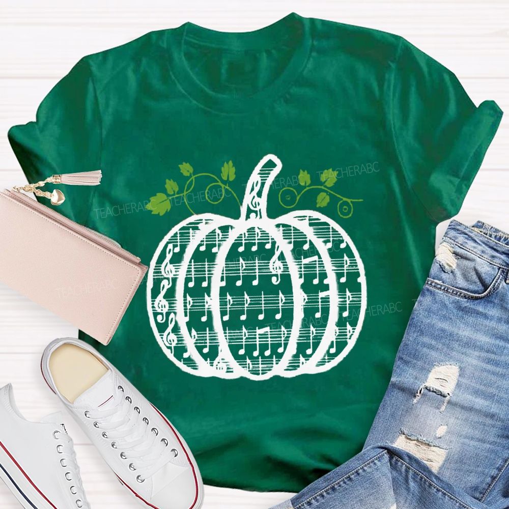 Music Notes Pumpkin Fall Music Teacher T-shirt