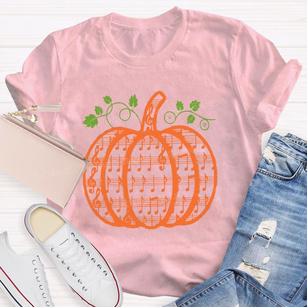 Music Notes Pumpkin Fall Music Teacher T-shirt